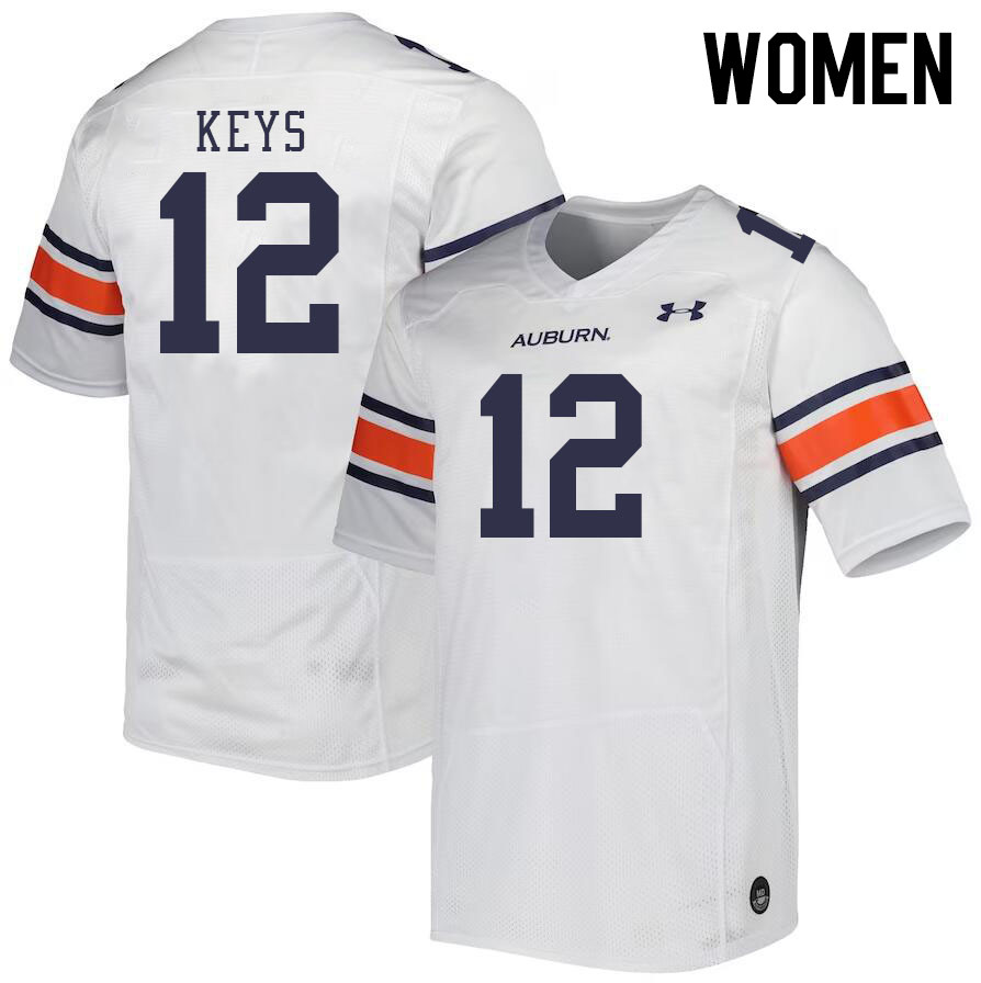 Women #12 Austin Keys Auburn Tigers College Football Jerseys Stitched-White